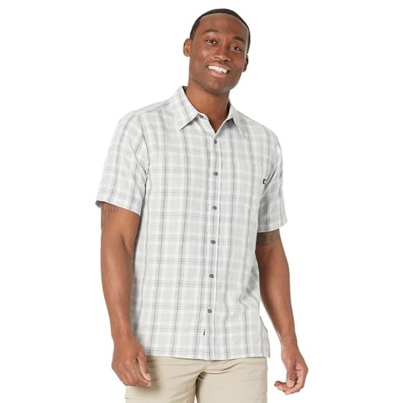 MARMOT Eldridge Short Sleeve Button Front Plaid Shirt Glacier Grey/Sleet Small - Picture 2 of 2